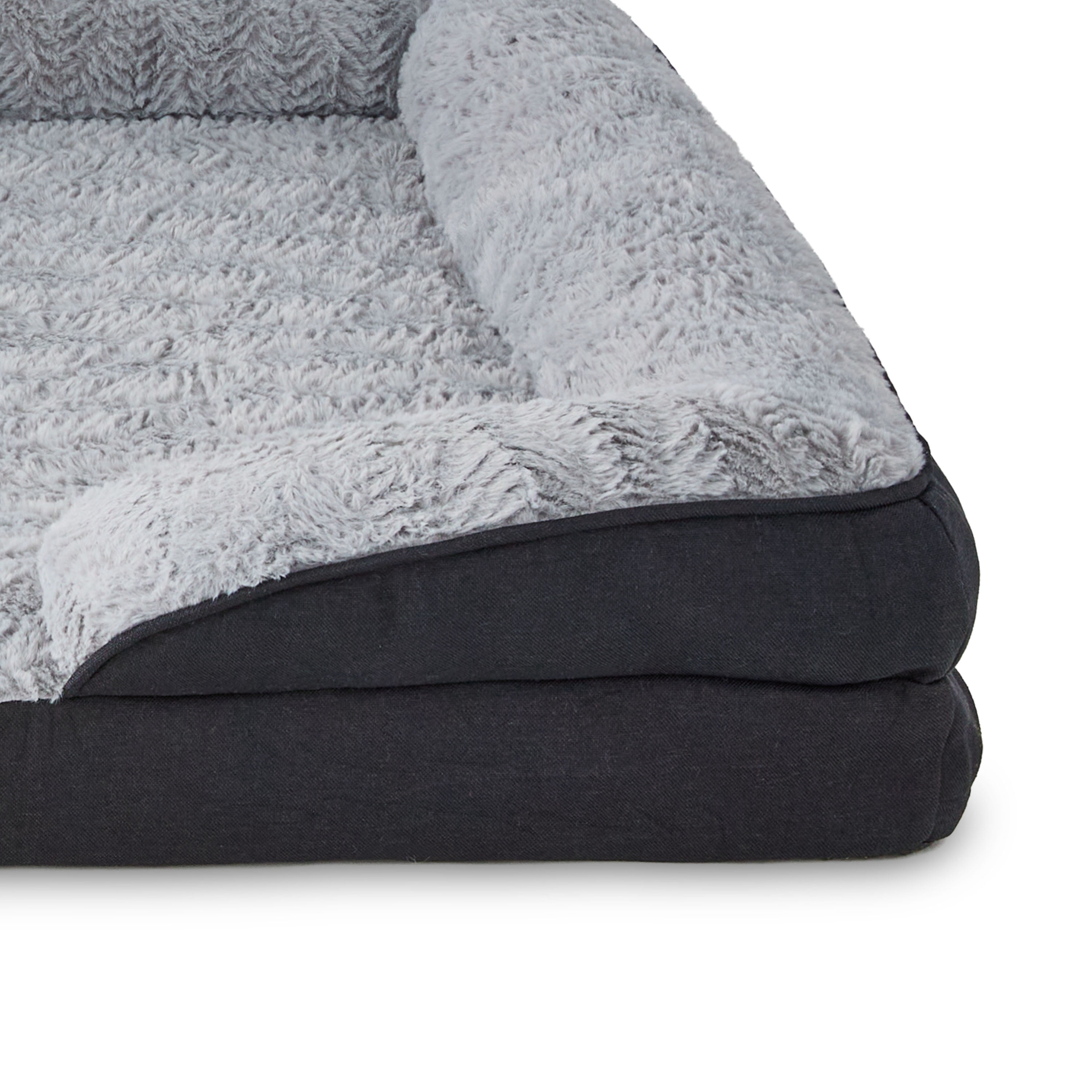 Vibrant Life Extra Large Orthopedic Bolster Dog Bed, Black, 35" x 48"