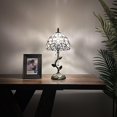 thumbnail image 2 of Tiffany Table Lamp White Stained Glass Baroque Style LED Bulb Included for Living Room Bedroom Bedside 8"W*8"D*16"H, 2 of 5