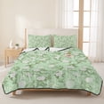 thumbnail image 3 of Full Quilt Set 78''x90'', Green Flowers Lightweight Summer Bedspread Coverlet Set with 2 Pillow Shams, Rustic Botanical Floral Leaves Plants Breathable All Season Quilt Bedding for Bedroom/Guest Room, 3 of 9
