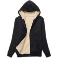 thumbnail image 2 of Chaqueta de forro polar de invierno para mujer, sudadera con capucha y cremallera completa con forro Sherpa y bolsillo, L, Black Sincero Electrónica, 2 of 4