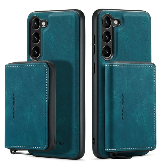 Nalacover Zipper Wallet Case for Samsung Galaxy S23 Plus, Soft Silicone Shockproof PU Leather Detachable Card Slots Holder Cash Pocket Slim Cover with Kickstand Magnetic Lens Protective Case,Blue