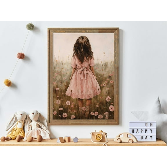 Wildflower Field Art, Nursery Flower Decor, Cute Girls Room Art, Rustic Vintage Nursery Art, Toddler Room Decor Girl, Girl Wall Art Wall Art, Modern Wall Decor, 8x12 UNFRAMED