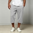 thumbnail image 5 of Mens Capri Pants Cropped Pants Below Knee Long Shorts 3/4 Loose Fit Lightweight Drawstring Sweatpants Pockets Size 3XL Gray, 5 of 9