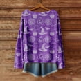 thumbnail image 5 of WTOBBY Women's Fashion Long Sleeve Halloween Print Sweater, Themed Pullover with Spooky Designs, Cozy and Stylish Top for Fall Parties and Events,Light Purple S, 5 of 5