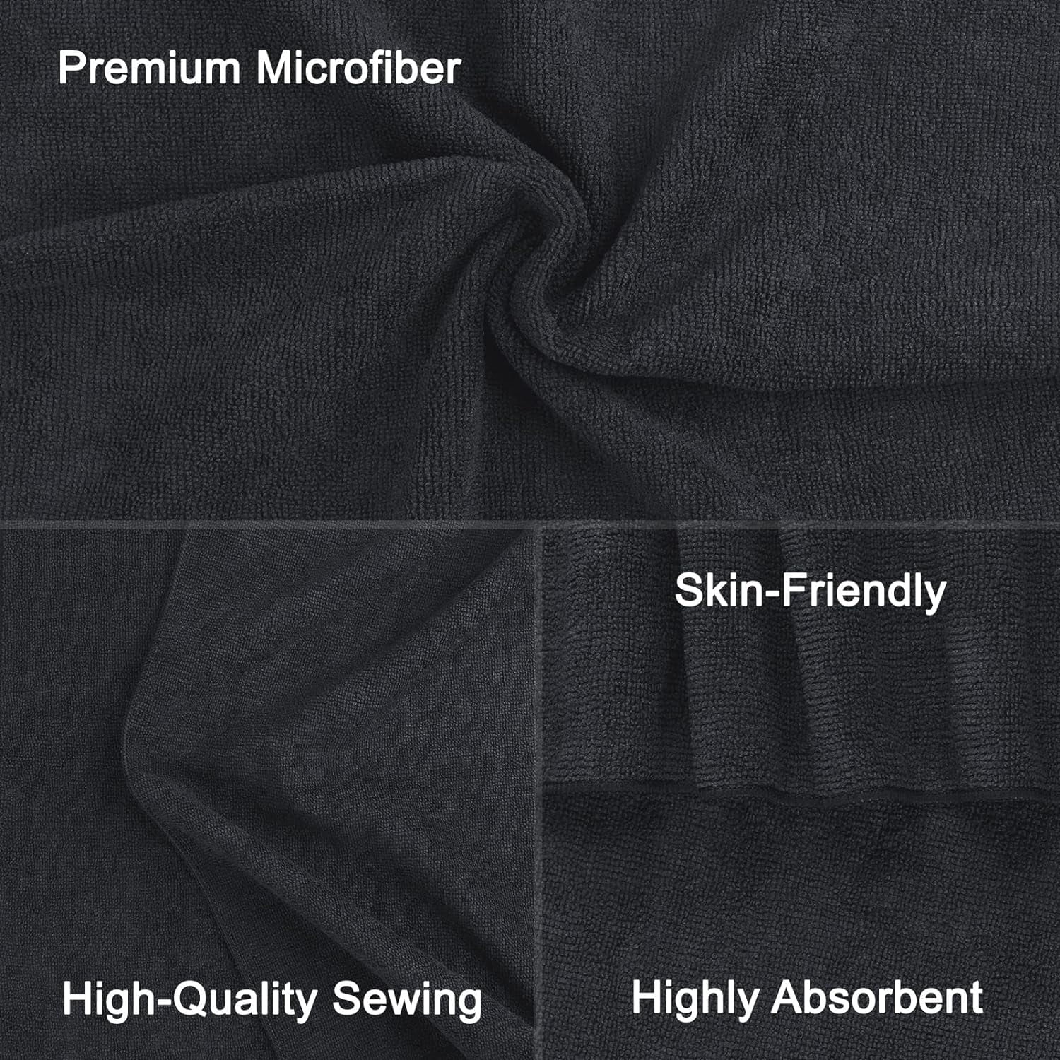 Microfiber Towel, 24 Pack - Super Soft, Absorbent Salon, Gym, Bath, Spa Towels - Black, 16 x 27 Inches, Durable