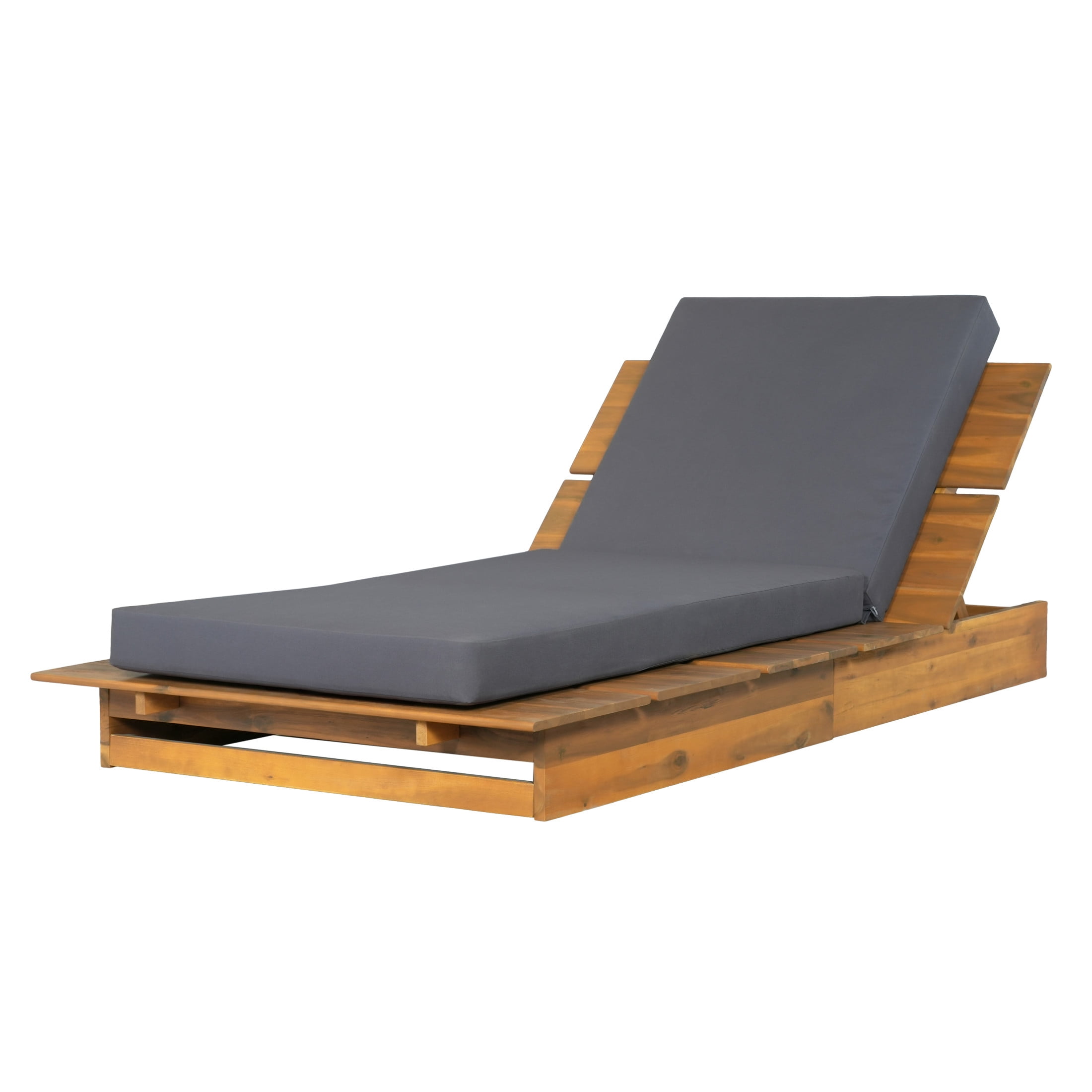 Christopher Knight Home Outdoor Chaise Lounge with 4" Movable Cushion, Adjustable Backrest, Teak + Dark Gray