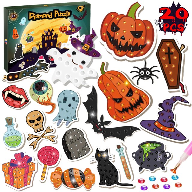 Kit de pintura de diamantes TOY Life, 20 pegatinas de Halloween