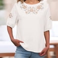 thumbnail image 2 of TRUBKH Embroidered Tops for Women Boho Peasant Shirts Button Down Floral Shirts Bohemian Clothes Flowy Tunics Blouses Boho Tops for Women Breathable Embroidered Short Sleeve V Neck Shirts White 2XL, 2 of 9
