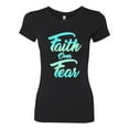 thumbnail image 2 of Wild Bobby, Faith Over Fear, Inspirational/Christian, Women Slim Fit Junior Tee, Black, Small, 2 of 4