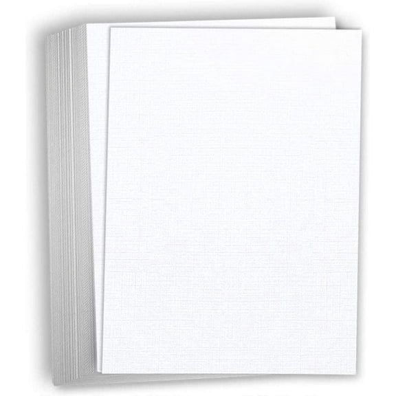 Hamilco White Linen Textured Cardstock Thick Paper - 8 x 10" Heavy Weight 80 lb Cover Card Stock - 50 Pack