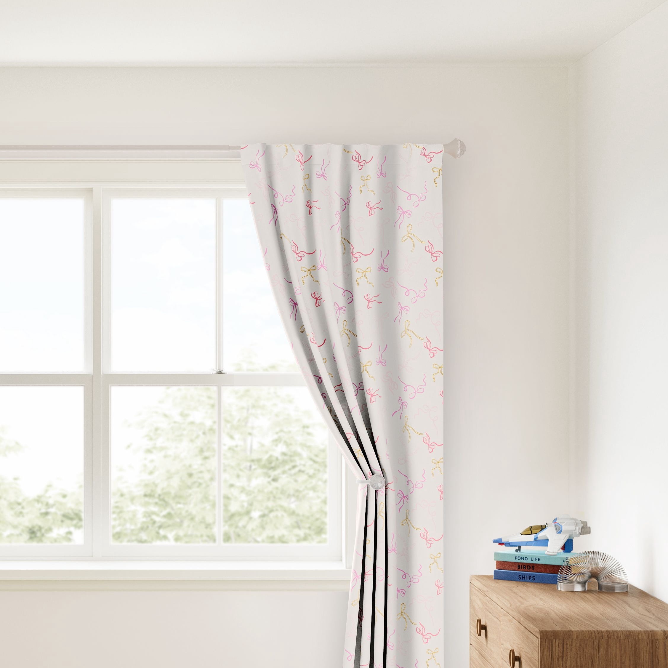 Mainstays Kids 3/4" White Faceted Gem Adjustable Single Curtain Rod, 28"-48"