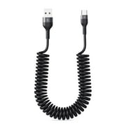 Curly USB A to USB C Fast Charger Cord 5A Spring USB C Cable Home,Travel Car Spring Fast Charging Cable Accessories