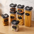 thumbnail image 3 of YEERSWAG® 7pcs Airtight Food Storage Containers,4 Assorted Sizes Stackable Pantry Canisters with Black Lids,BPA-Free Clear Dry Food Jars for Pasta Cereal Flour,Interchangeable Lids with Labels,Marker, 3 of 11