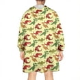 thumbnail image 2 of Wearable Oversized Blanket,Yellow Cartoon Dinosaurs Pattern Wearable Blanket Hoodie for Adults,Cozy Hooded Blankets with Super Pockets,Super Warm Fuzzy Pullover for Women & Men, 2 of 6