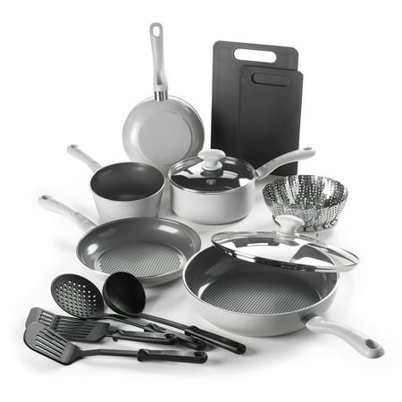 GreenLife Fry Air Fryer Healthy Ceramic Non-Stick 14-Piece Cookware Set, 14-piece, Stone 