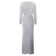 thumbnail image 4 of Vestido de cóctel Prolriy, vestido de fiesta para mujer, con lentejuelas, manga larga, cuello en V, largo, ajustado, con abertura, para invitada de boda, 2024, blanco, talla XL, 4 of 6
