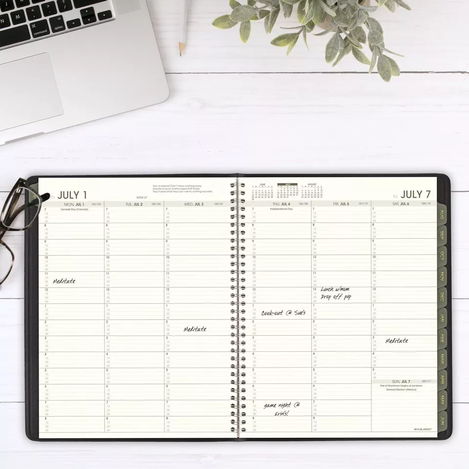 At A Glance Black Academic Planner 2024 2025 Eco Friendly Weekly Monthly Orga...