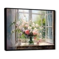 thumbnail image 2 of Designart "Vintage Flower View through Delicate French Windows III" Floral Framed Wall Art - Traditional White Window Hallway Framed Wall Art Decor, 2 of 6