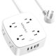 thumbnail image 2 of Regleta de enchufes con protección contra sobretensiones de 1,8 m, 8 tomas de corriente con 4 puertos USB, extensor de 3 tomas laterales con cable de extensión de 1,8 m, enchufe plano,, 2 of 8