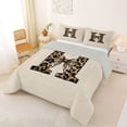 thumbnail image 2 of Erosebridal Teens Adults H Personalized Initial Full Size Comforter Sets 3 Pieces,Leopard Print Bow Knot Bedding Sets For Girls Boys,Grey Reversible, 2 of 6