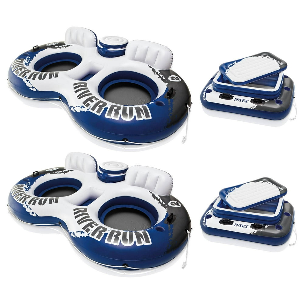 Intex River Run II Inflatable 2 Person Pool Tube Float (2 Pack) w/ Cooler Floats - Walmart.com 