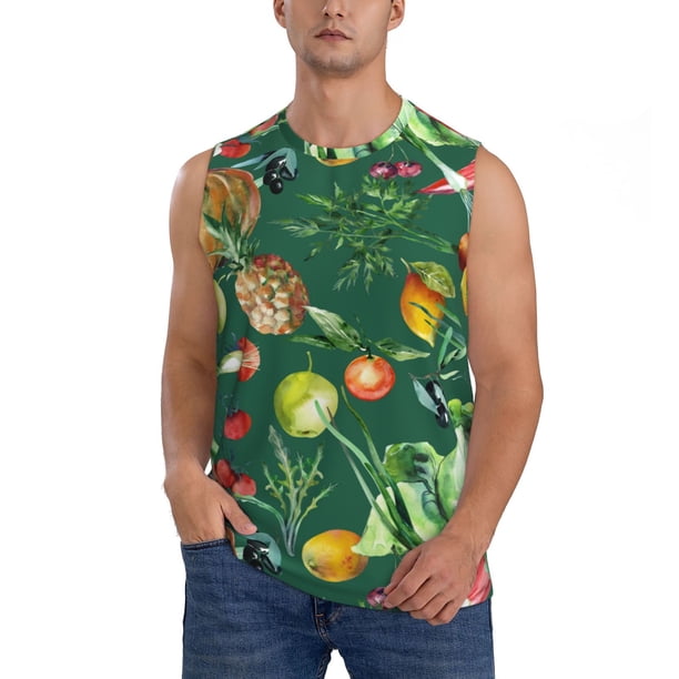 Fotbe Vegan Men's Camiseta sin Mangas Estampada para Hombres, Playera Casual para Gimnasio, Entrenamiento, Playa-Large