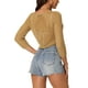 thumbnail image 3 of SUÉTER PULLOVER DE MODA CON CUELLO EN V Y NUDO LIGERO DE PUNTO HOLLOW OUT PARA MUJERES INSPIRADORAS CAMEL, 3 of 6