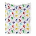 thumbnail image 1 of Kangaroo Soft Flannel Fleece Throw Blanket, Wildlife Concept of Vibrant Color Hand-drawn Animal in Random Sequence, Cozy Plush for Indoor and Outdoor Use, 70" x 90", Multicolor, by Ambesonne, 1 of 6