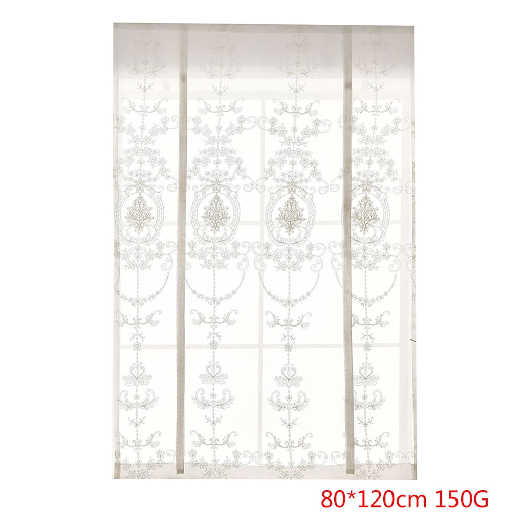 Floral Embroidered Tie-Up Roman Shades Tap Top Sheer Balcony Window Curtain Drape Valance Panels