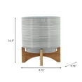 thumbnail image 3 of Sagebrook Home Ceramic 10" Planter On Stand, Gray, Round, Ceramic, Contemporary, 9.75"L X 9.75"W X 11.5"H, Striped, 3 of 9