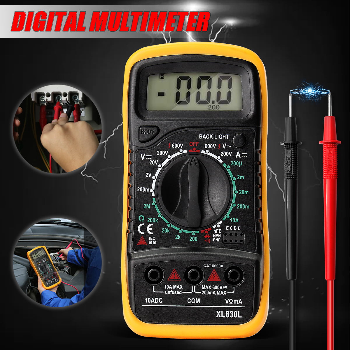 Digital Multimeter AC DC Voltmeter Ammeter Ohmmeter Volt Tester Meter DT9205A 