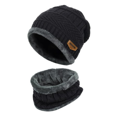 - Mens Womens Knitted hat-Fitbest Mens Womens Warm Knitted Hat and Circle Scarf with Fleece Lining 2 Pieces/Set Winter Autumn Warm Hat Scarf