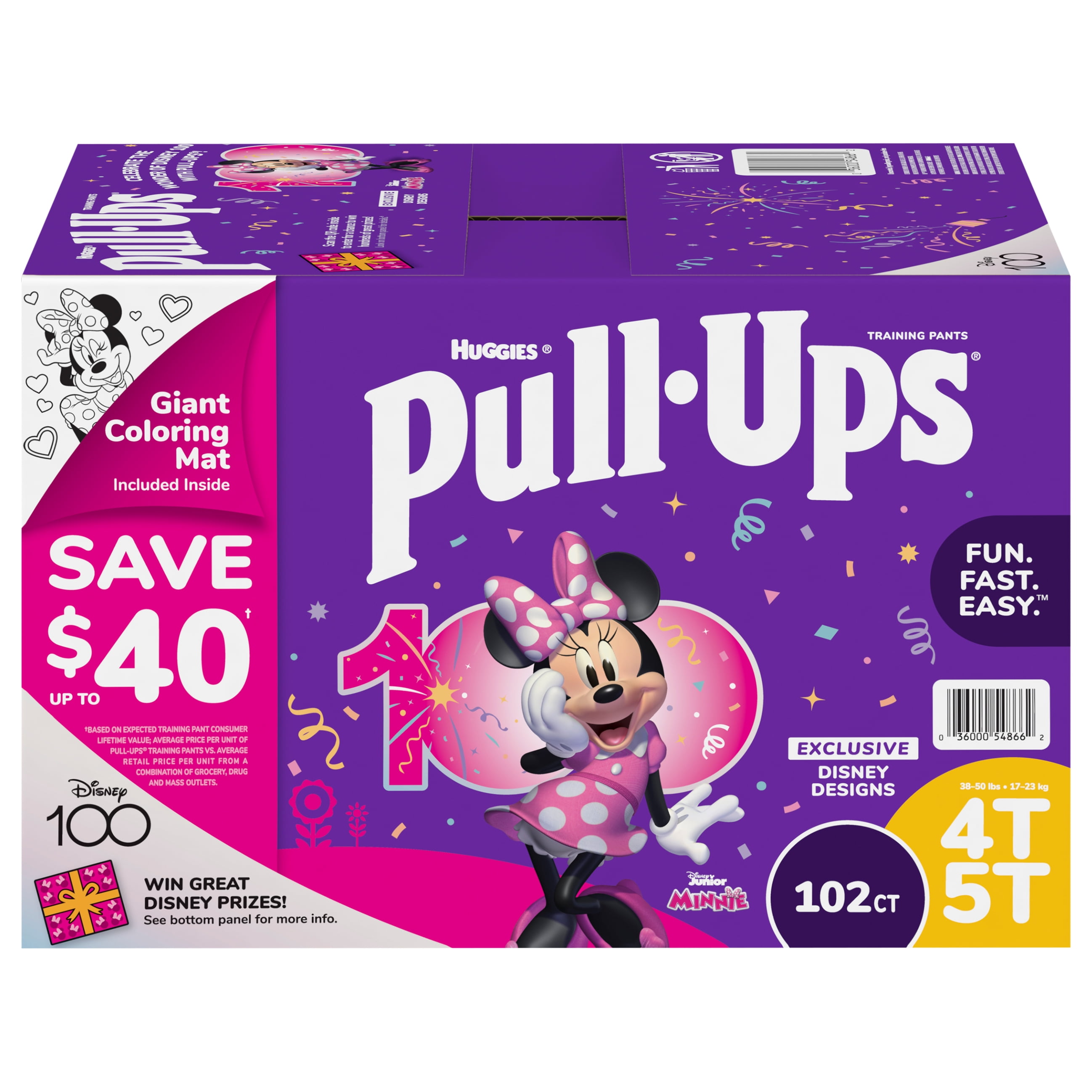Huggies Pull-Ups Potty Training Pants for Girls 4T-5T 35-50 Pounds (102 Count)