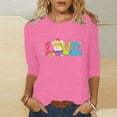 thumbnail image 1 of Xihbxyly Hauts Décontractés pour Femmes T-shirt Imprimé Col Rond de Pâques Manches 3/4 Col Rond Chandail Tendance à Petit Prix, 1 of 5