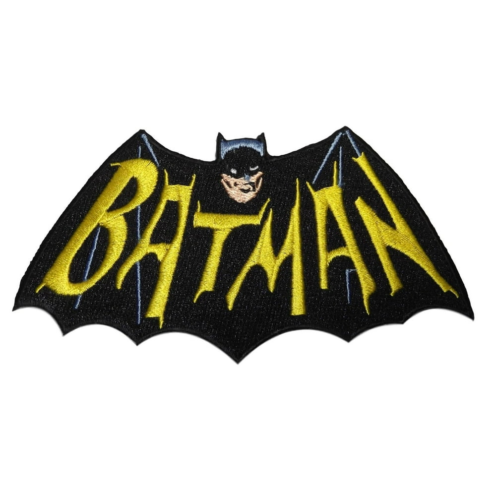 DC's Batman Logo With 1960's Blue Cape Name Logo Embroidered Iron On ...