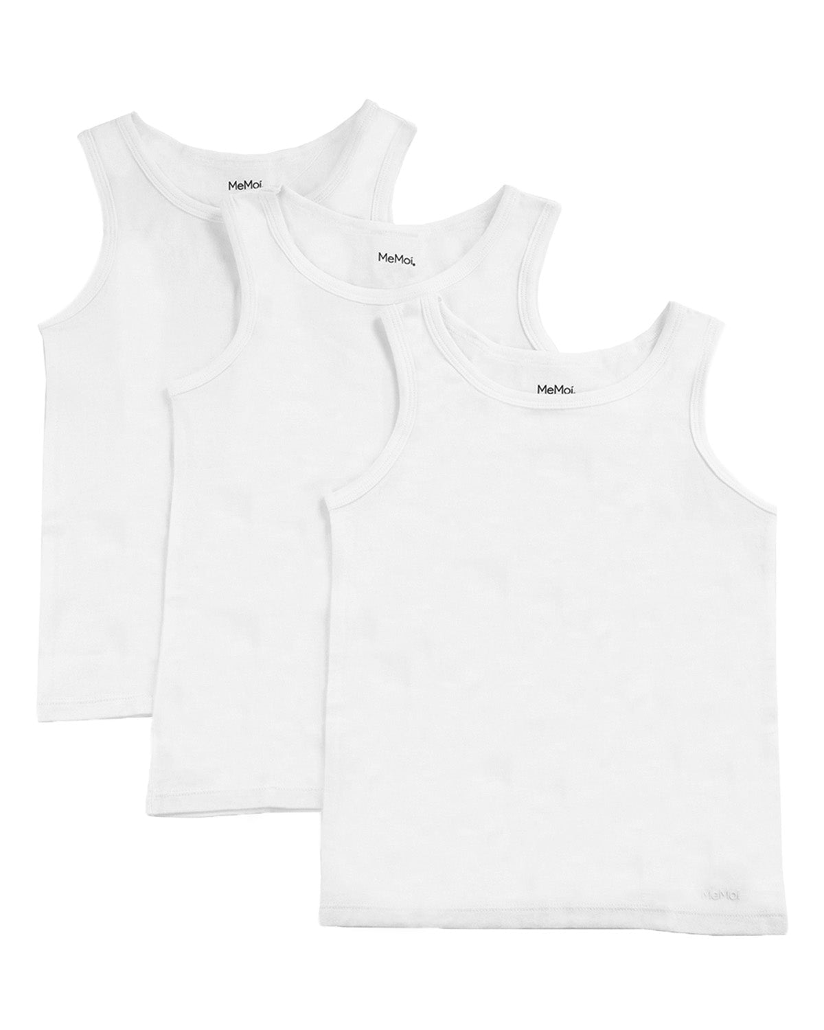 Younger Boys Just Essentials 3 Pack Cotton Vests Back To School White Blue 2-10y 