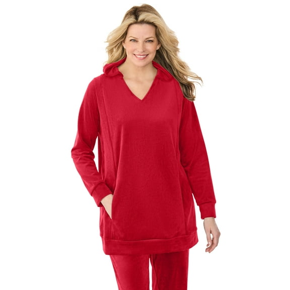 Woman Within Plus Size Velour Hoodie Sweatshirt
