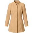 thumbnail image 6 of Women Wool Blend Coat Stand Collar Single Breasted Mid Length Jacket with Side Pockets Warm Casual Fall Winter Outerwear, 6 of 6