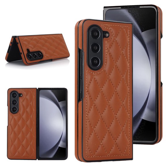 for Samsung Galaxy Z Fold 6 Case Elegant PU Leather, Samsung Galaxy Z Fold 6 Case Protective Premium Slim Thin Phone Case for Women Girls Compatible with Samsung Galaxy Z Fold 6, Brown