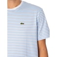 thumbnail image 4 of Lacoste Classic Fit Logo Striped T-Shirt, Blue, 4 of 5