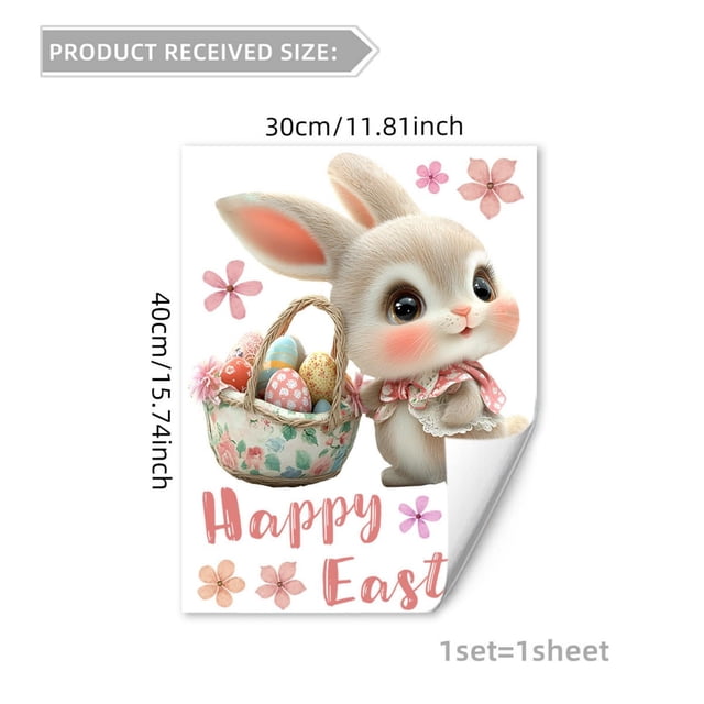 Pegatinas de Pascua para Huevos Huevo de Conejo Pegatina de Pared Decoración de Pared Festiva Decorativa Adhesivo de Pvc Impermeable 40 * 30 cm