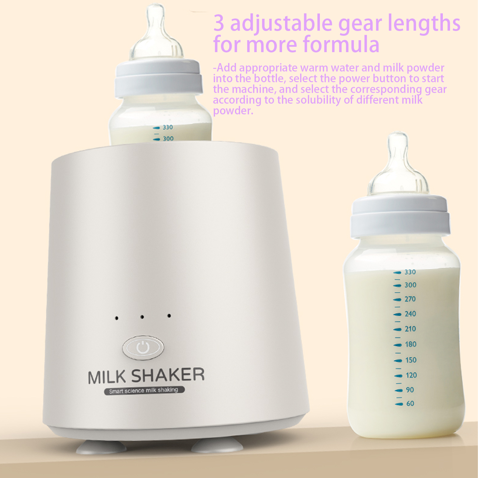 Baby Formula Dispensers & Mixers,360 -Degree Two -Way Shaking Milk,Shake Milk Evenly and Less Bubbles,Three -Gear Timing Milk,Wireless Portable Milk Shake Baby Bottle Shaker