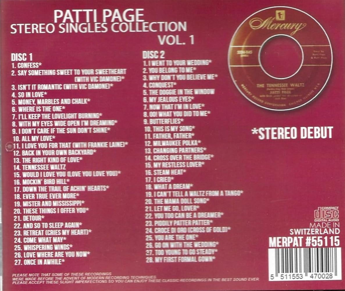 Patti Page - Stereo Singles Collection, Vol. 1-55 Cuts - Music & Performance - CD
