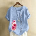 thumbnail image 2 of Camisetas de Manga Corta para las Mujeres Impreso Botón de Manga Corta Camiseta Blusa Poliéster, Ropa Casual Mirar Superior para las Mujeres, 2 of 4