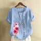thumbnail image 2 of Camisetas de Manga Corta para las Mujeres Impreso Botón de Manga Corta Camiseta Blusa Poliéster, Ropa Casual Mirar Superior para las Mujeres, 2 of 4