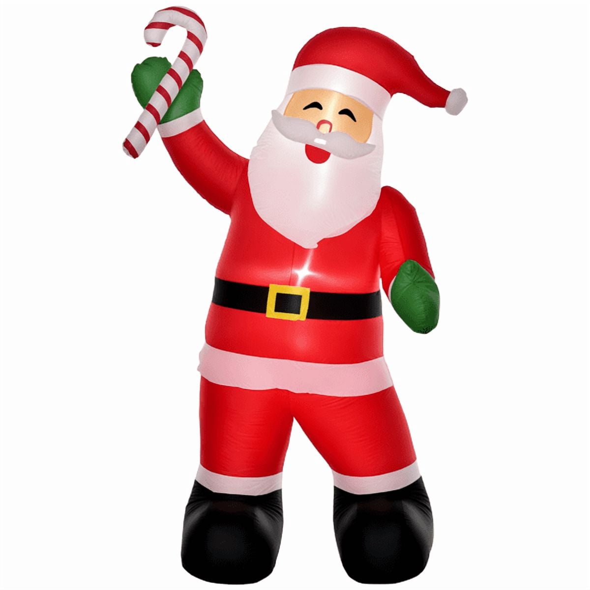 8FT Inflatable Santa Claus with Candy Cane - 2 Sets Warm White LEDs, Weather-Resistant Polyester, 9.8ft Cord, Indoor/Outdoor Holiday Decor