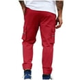 thumbnail image 6 of Men Pants Under 10 Dollars Mens Cargo Pants Straight Leg Pants Casual Lightweight Hiking Workout Pant Slim Fit Sweatpant with Drawstring Red S, 6 of 8
