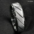 thumbnail image 4 of Tungsten Rings for Men Wedding Bands for Him Womens Wedding Bands for Her 8mm Silver Sandblasted Finish Groove, 4 of 8