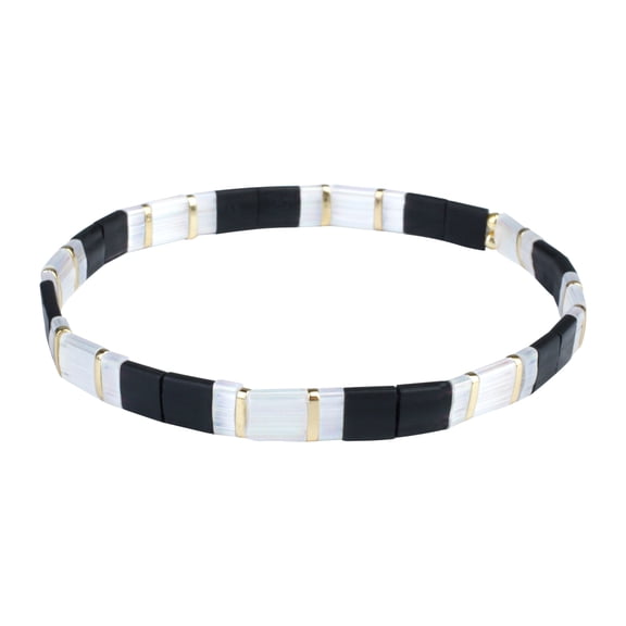 KELITCH Tila Stretch Bracelets Stackable Women Bohemian Friendship Bracelets Rainbow Summer Jewelry (Black 04F)