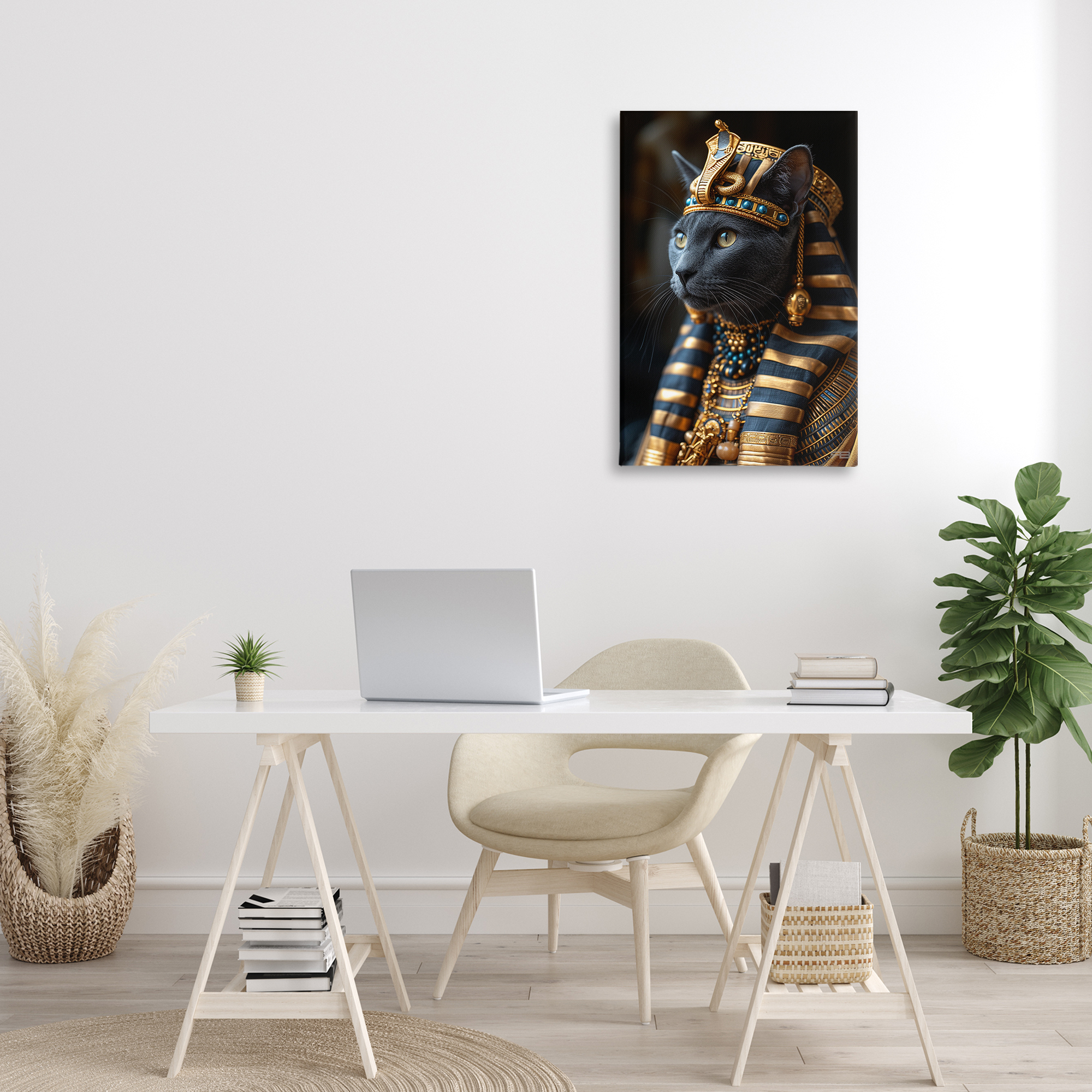 Stupell Industries Egyptian Pharaoh Cat Novelty Painting Gallery Wrapped Canvas Art Print Wall Art, 20 x 30